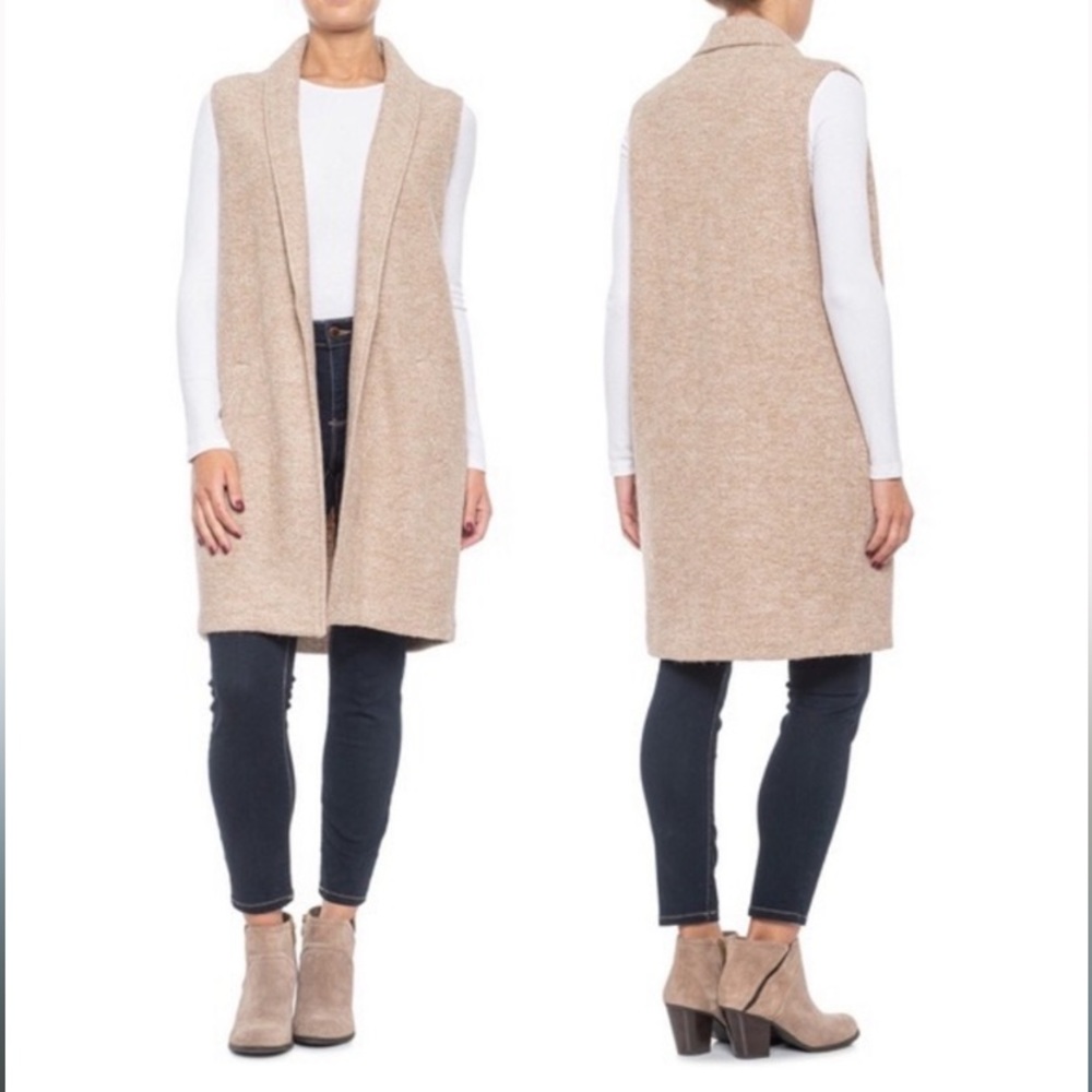 Trench coat vest long beige
